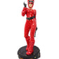 Sculture d'art en mosaïque fait à la main représentant une figurine de Catwoman façon pop art, rouge vif